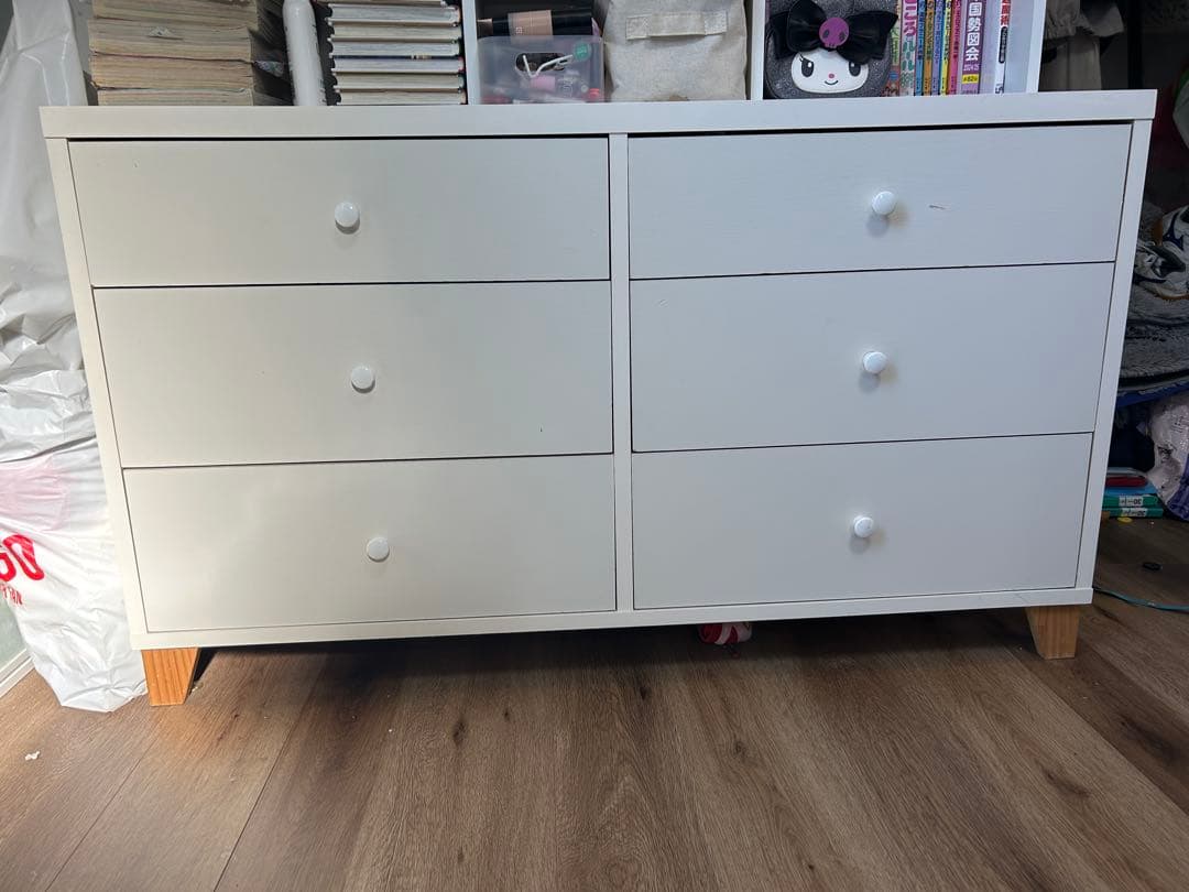 モモナチュラル　MOMO natural 3段チェスト　ホワイト 木製6引き出し