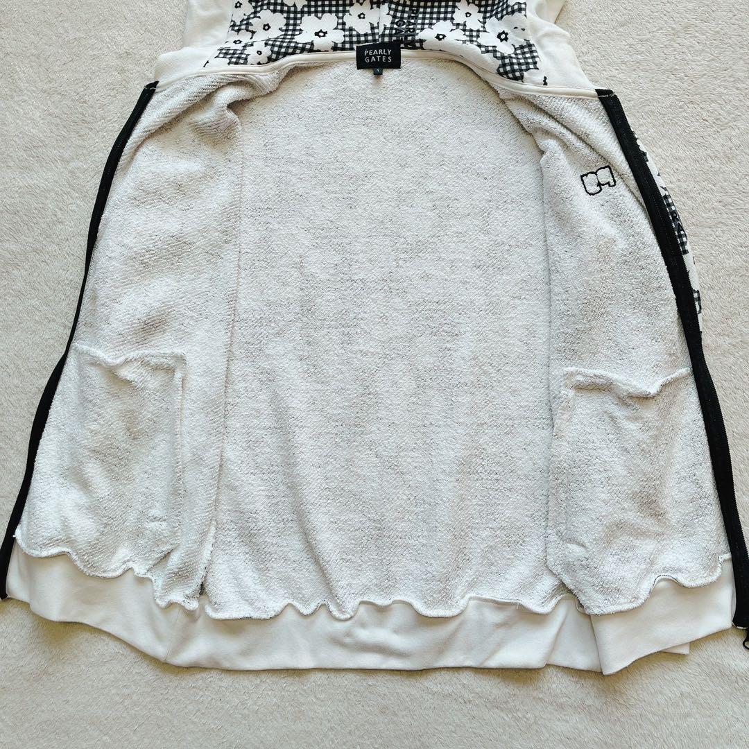 美品　パーリーゲイツ セットアップ　パーカー　スカート　チェック　花柄　裏毛