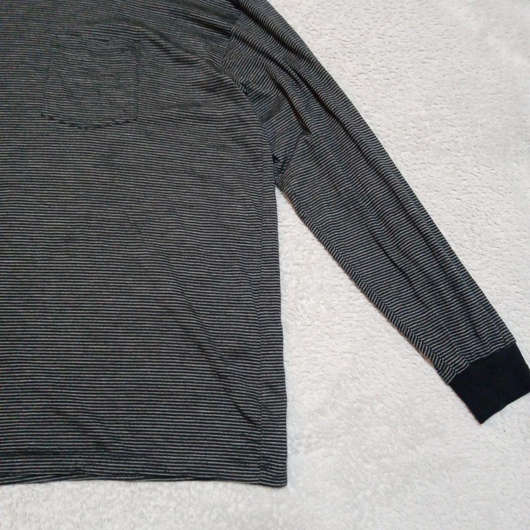 日本製 グラフペーパー ウール100% ボーダー ポケット 長袖 Tシャツ