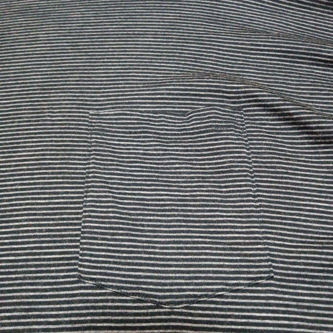 日本製 グラフペーパー ウール100% ボーダー ポケット 長袖 Tシャツ