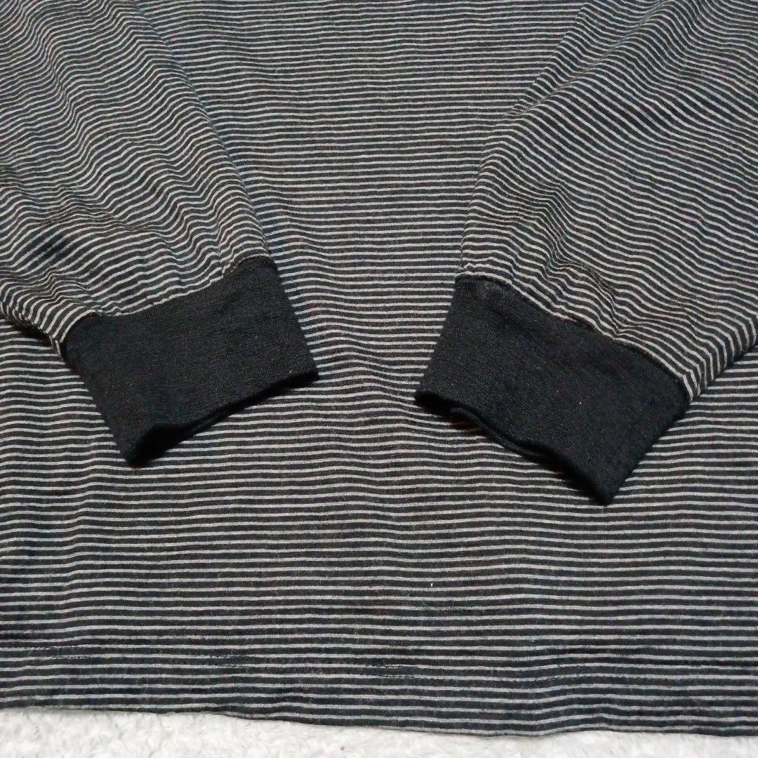 日本製 グラフペーパー ウール100% ボーダー ポケット 長袖 Tシャツ