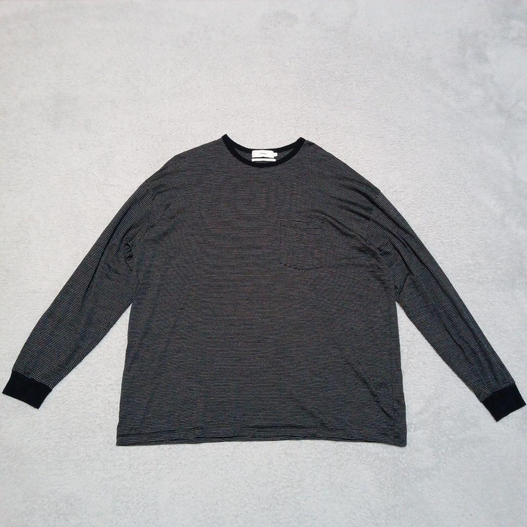 日本製 グラフペーパー ウール100% ボーダー ポケット 長袖 Tシャツ