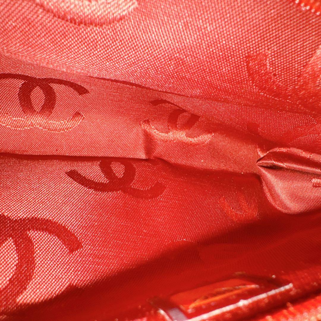 シャネル チョコバー チェーン トート ショルダー バッグ パテント エナメル