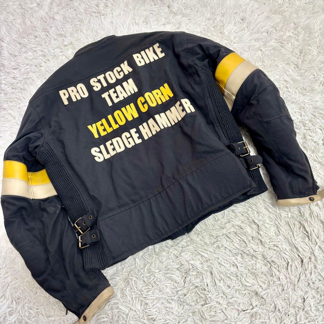 イエローコーン【LL】 中綿ナイロンバイクジャケット 刺繍 マルチカラー