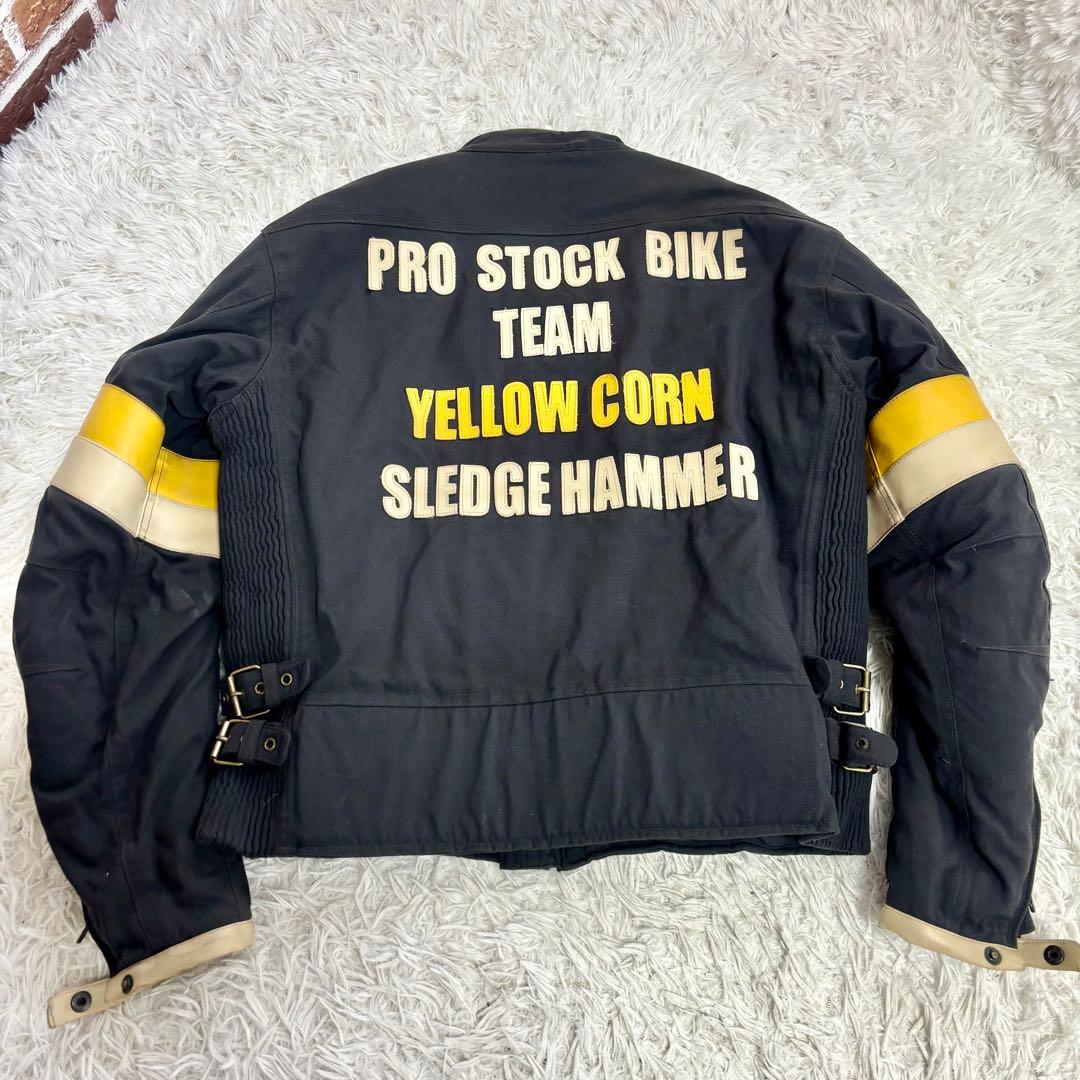 イエローコーン【LL】 中綿ナイロンバイクジャケット 刺繍 マルチカラー