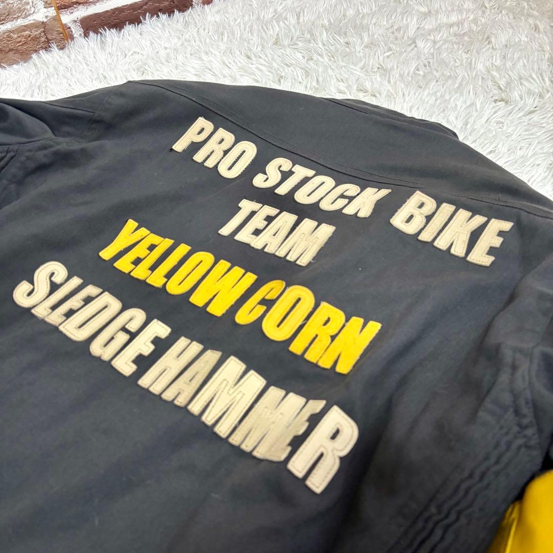 イエローコーン【LL】 中綿ナイロンバイクジャケット 刺繍 マルチカラー