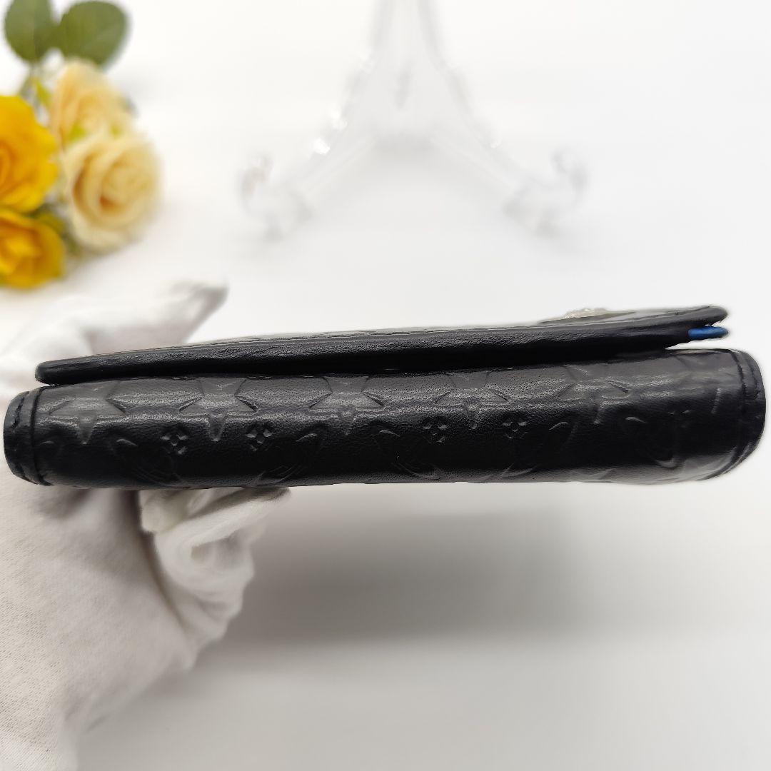 Vivienne Westwood 二つ折り財布 オーブ 型押し 黒 ブルー