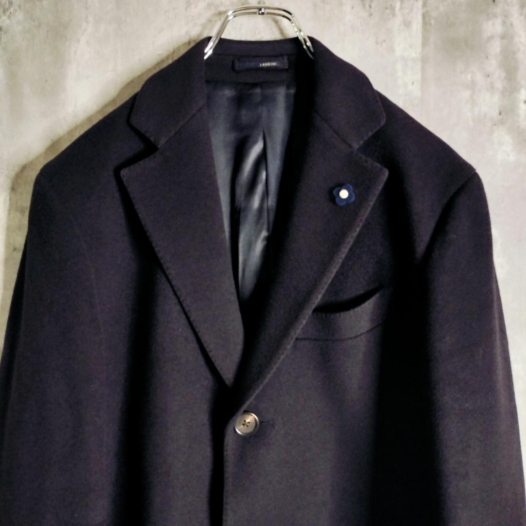 美品★ラルディーニ ブートニエール 極上ウール チェスターコート 50 ネイビー