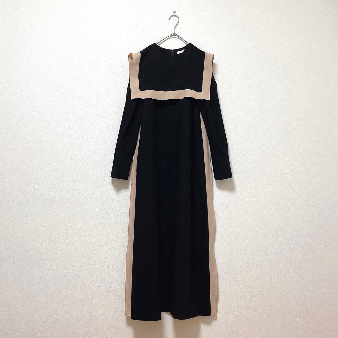 美品✨ADORE バイカラーライン ジョーゼットセーラーヨーク ワンピース