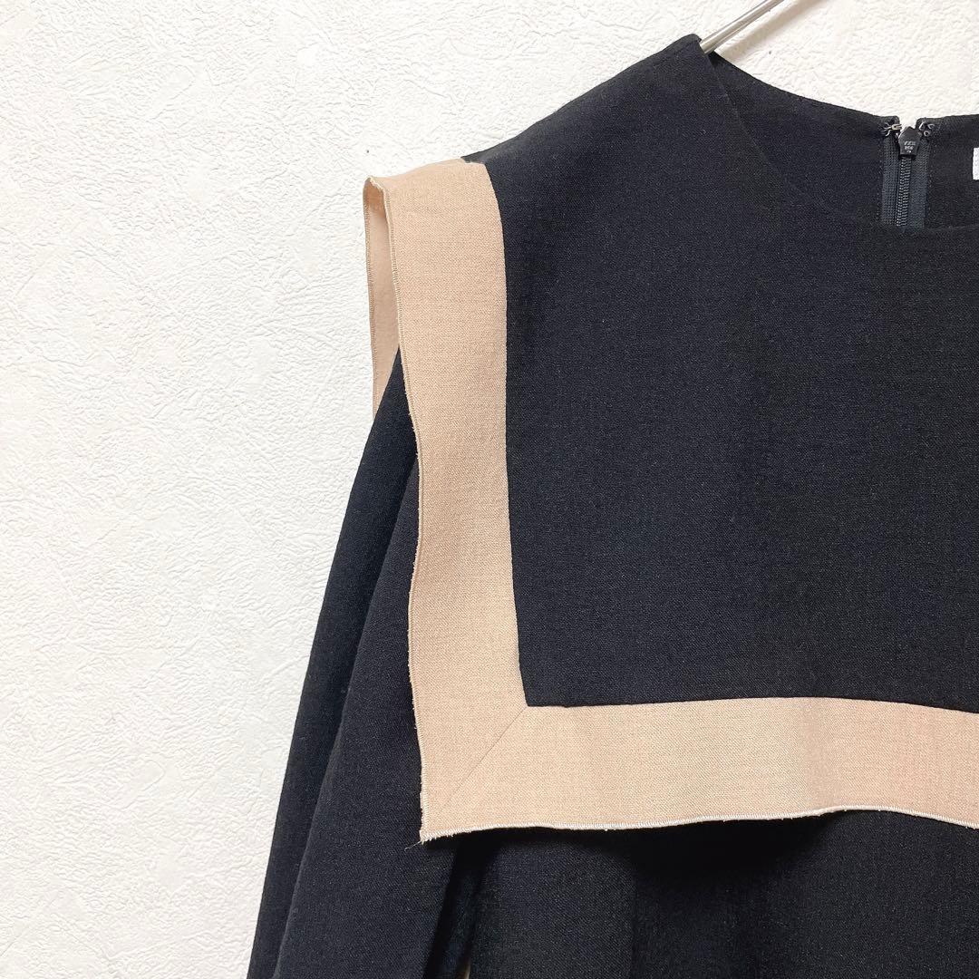 美品✨ADORE バイカラーライン ジョーゼットセーラーヨーク ワンピース