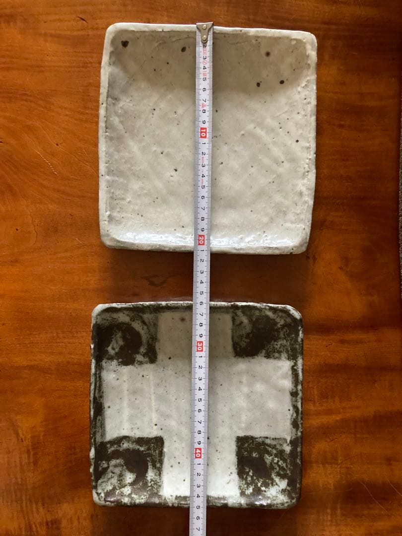 小野鉄平 作｜粉引角皿 2枚セット