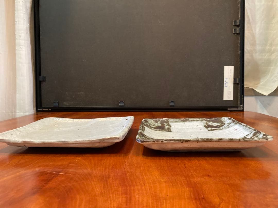 小野鉄平 作｜粉引角皿 2枚セット