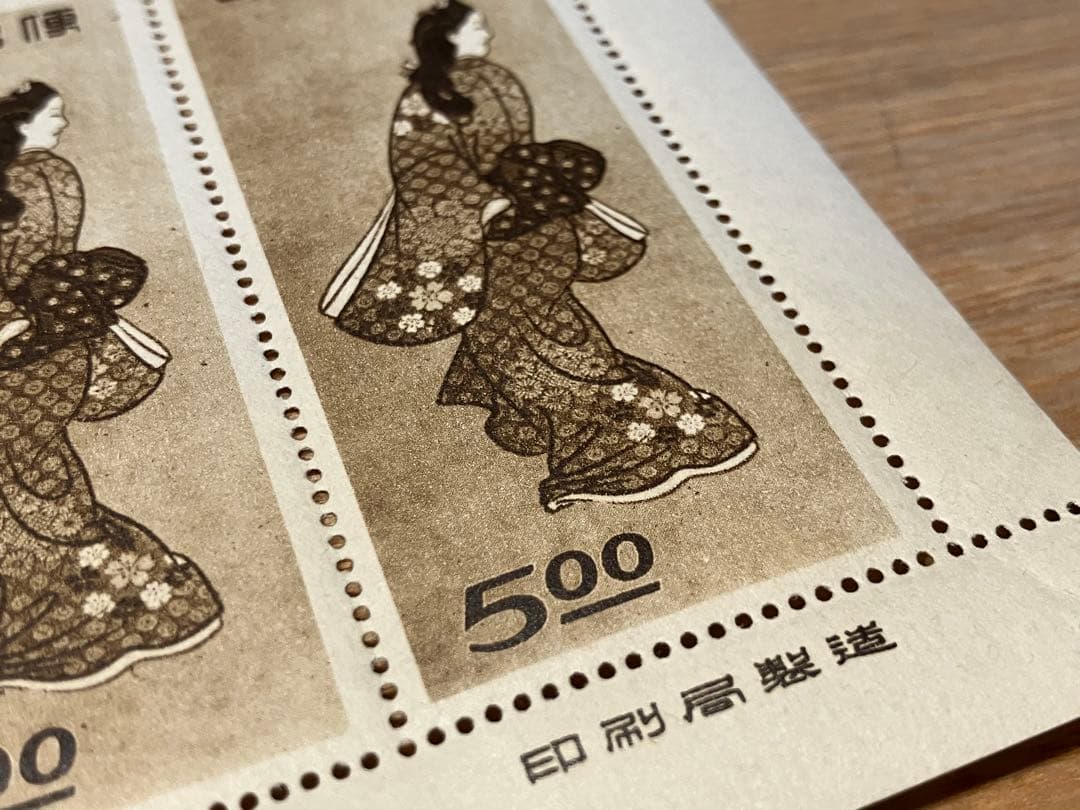 【未使用品】趣味の週間記念 見返り美人／月に雁 5枚綴り小型シート2枚セット