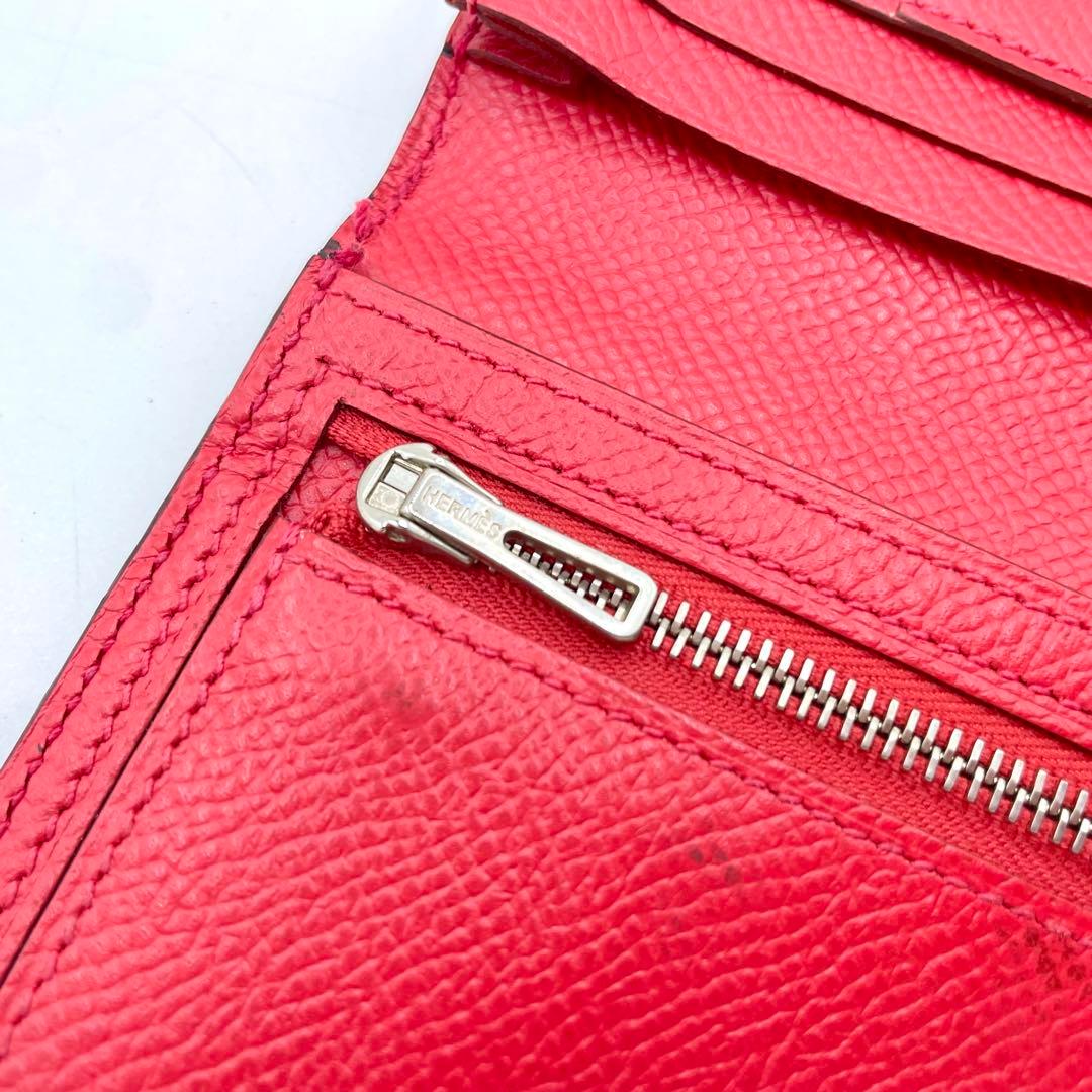 極美品　T刻印　エルメス ベアンスフレ 長財布 エプソン レザー ローズ