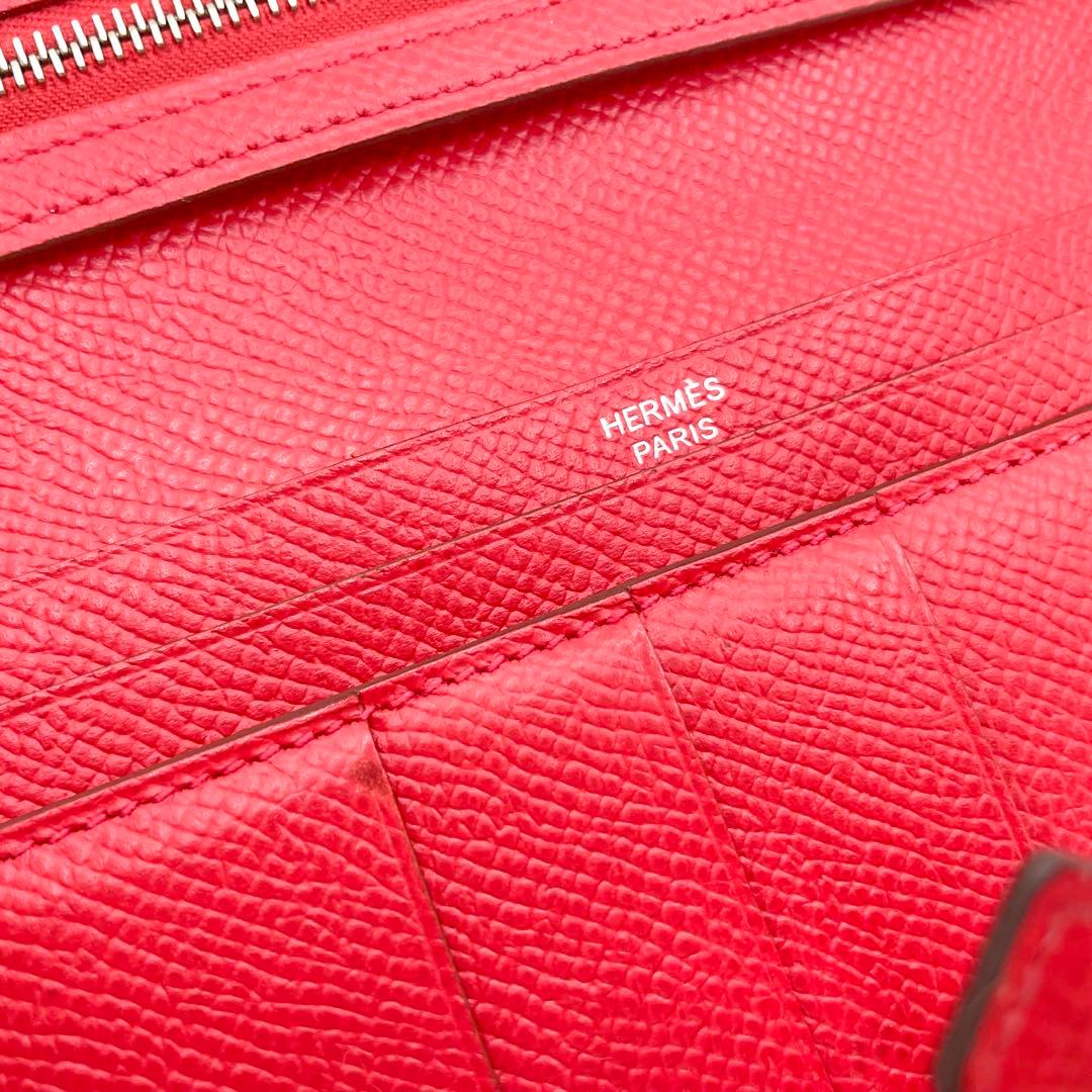 極美品　T刻印　エルメス ベアンスフレ 長財布 エプソン レザー ローズ