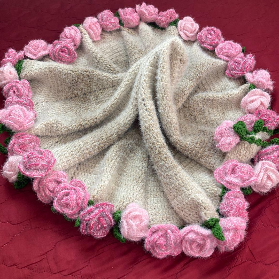 花束ブランケット♡ラテグラデーション♡大きめのローズ