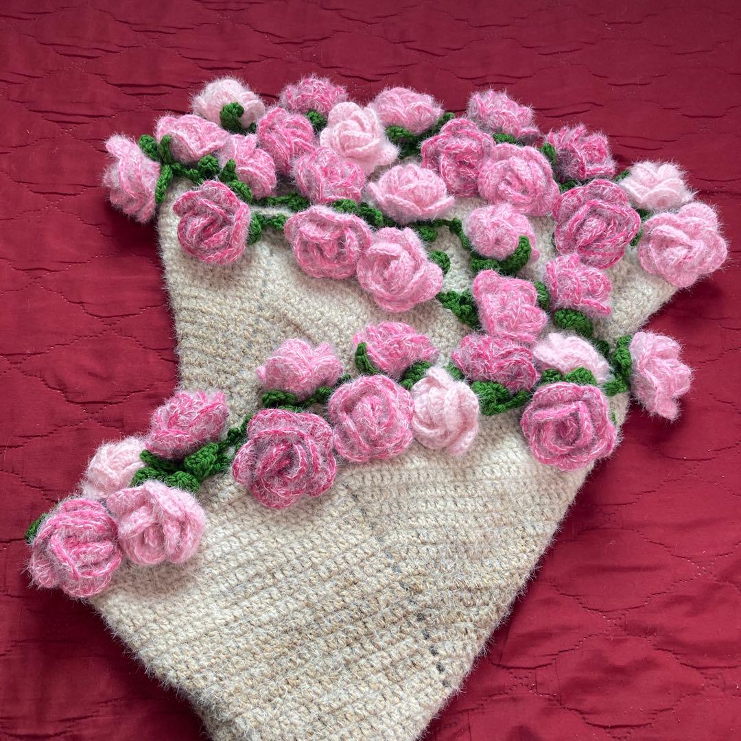 花束ブランケット♡ラテグラデーション♡大きめのローズ