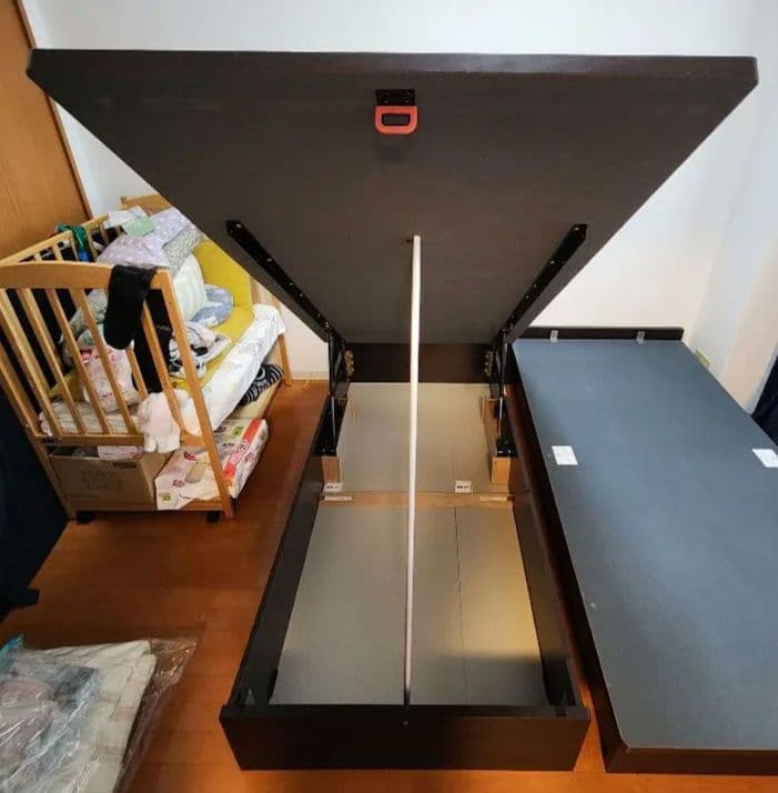 ま*ー様 シングルベッドフレーム ヘッドレス 油圧たて開き 深型 送料込