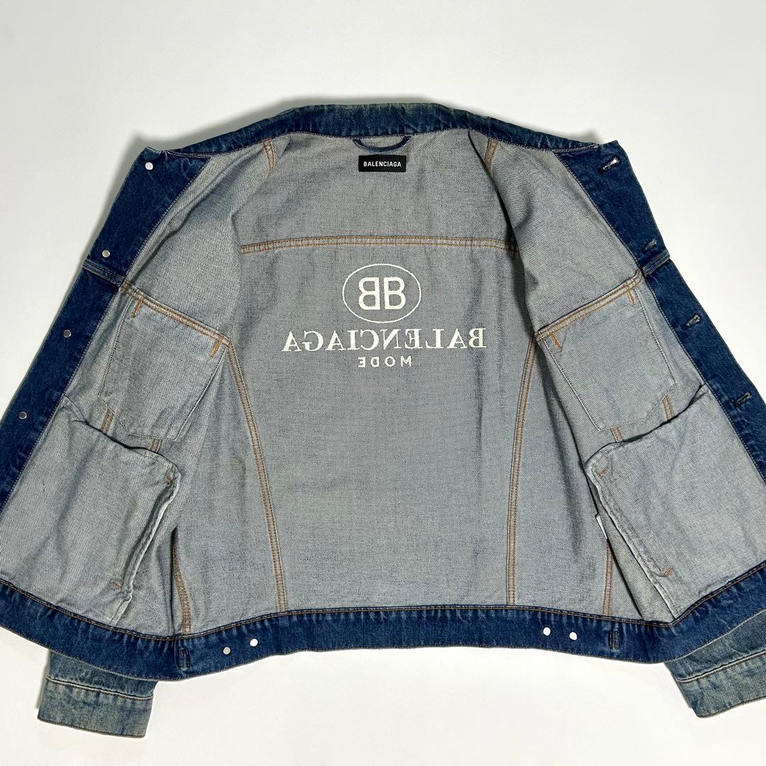 【希少】BALENCIAGA デニムジャケット BB刺繍ロゴ インディゴ 48