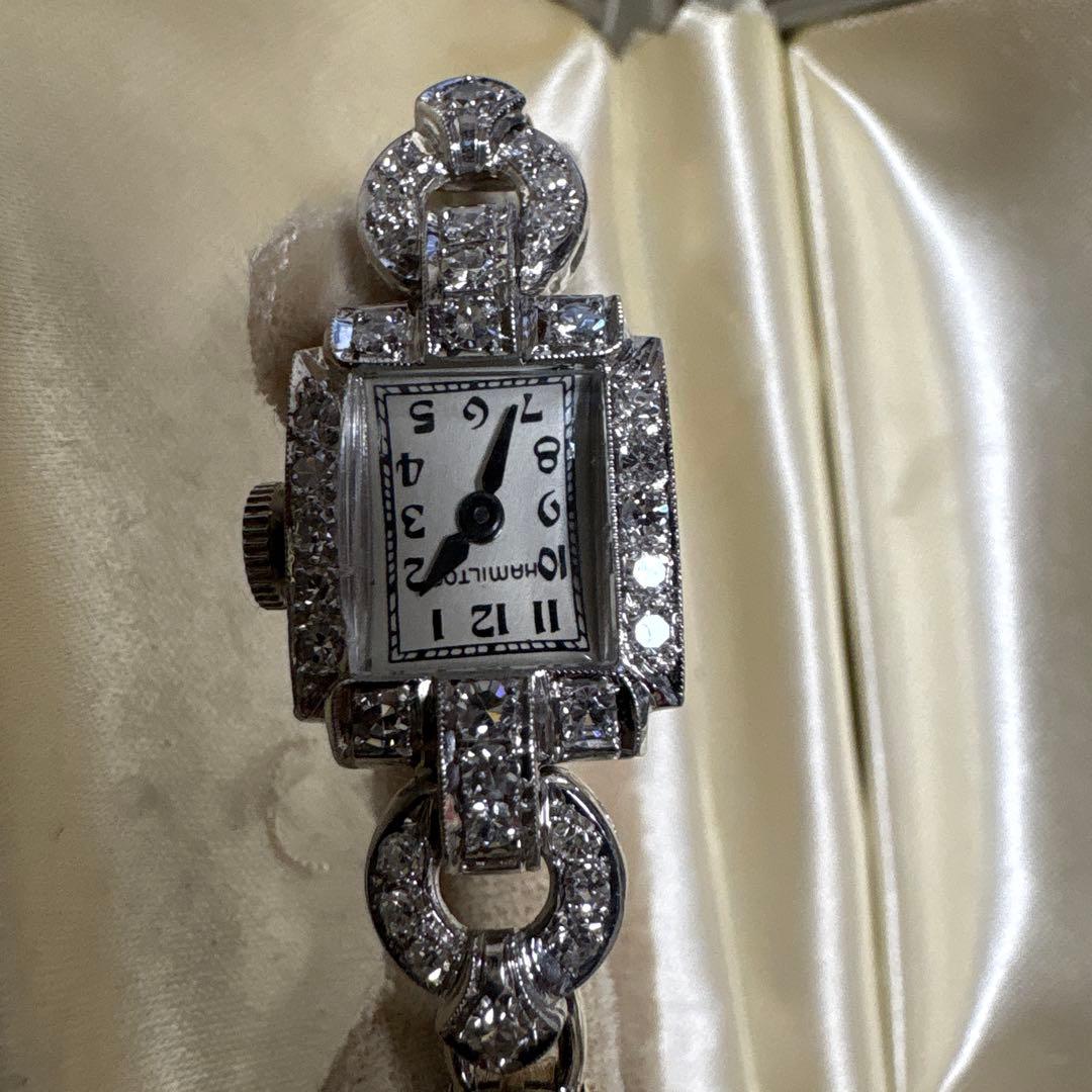 】ハミルトン レディース アンティーク ダイヤモンド 金無垢 プラチナ