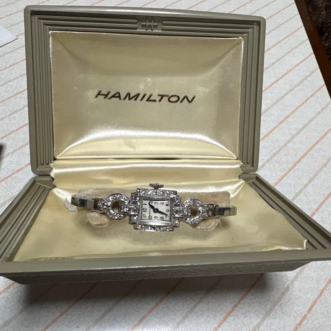 】ハミルトン レディース アンティーク ダイヤモンド 金無垢 プラチナ