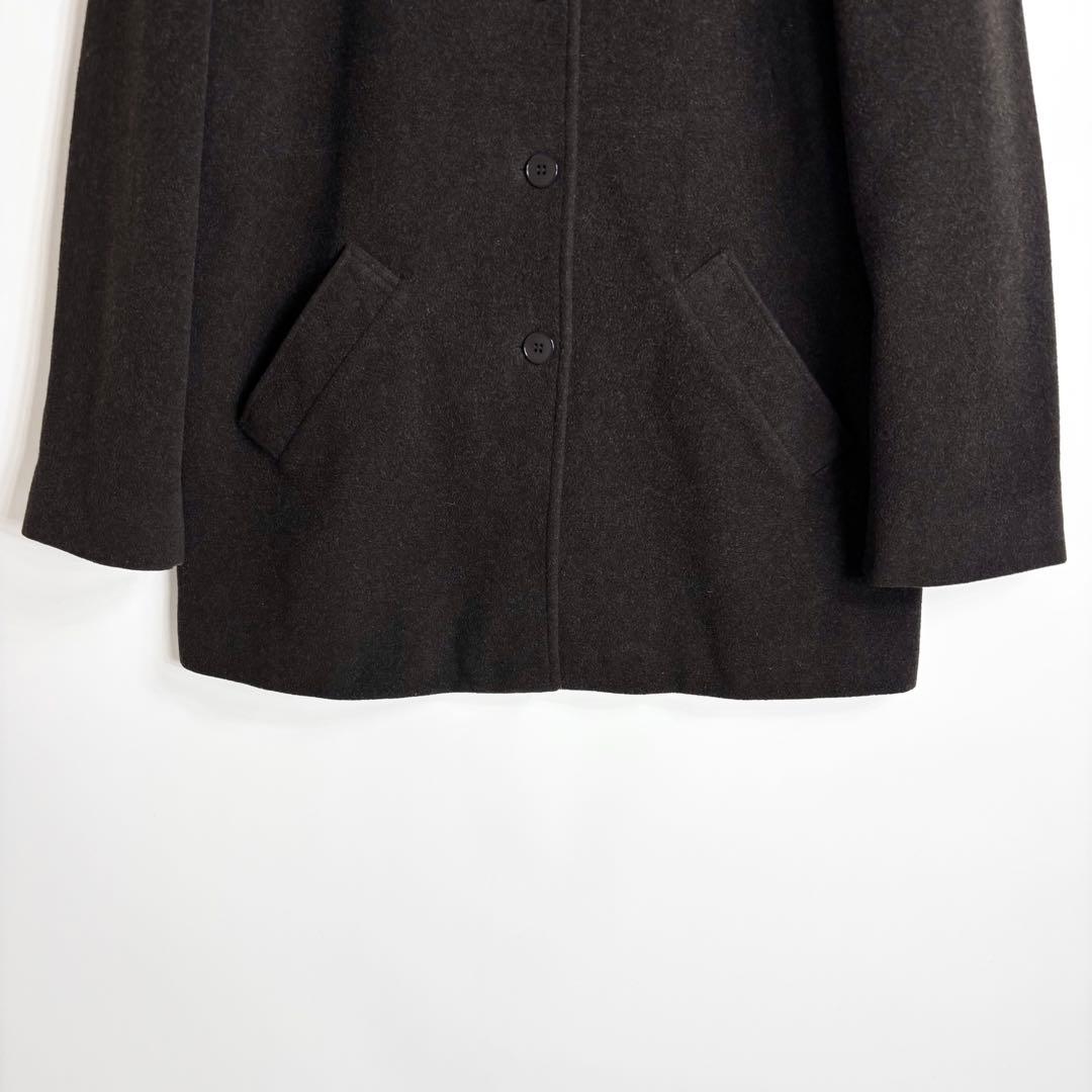 【フランス製】agnes b. ウールメルトン ステンカラー コート ブラウン