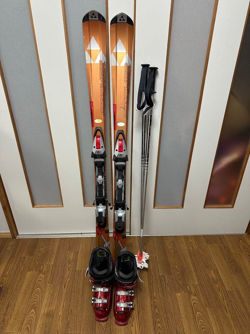 3セットFISCHER スキー板145cm,ブーツ25.5,ストック120cm付