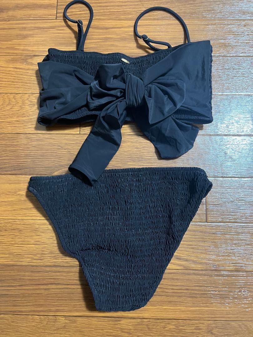 【新品未使用】anuans バック リボン 水着 ビキニ ブラック Free