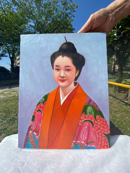 画家　手描きの油絵　タイトル「琉球の風」