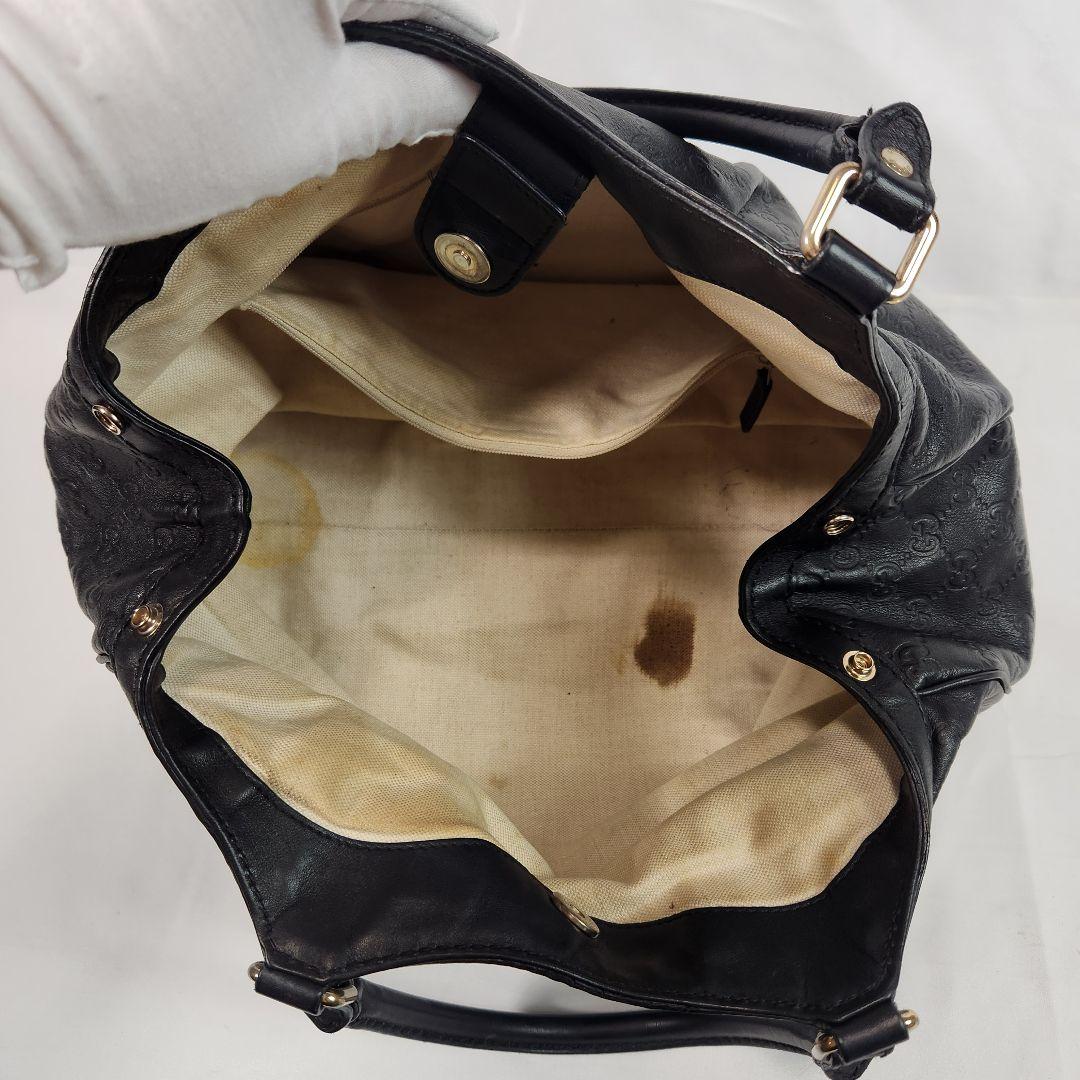 GUCCI トートバッグ 肩掛け スーキー GG柄 シマレザー A4可 ブラック