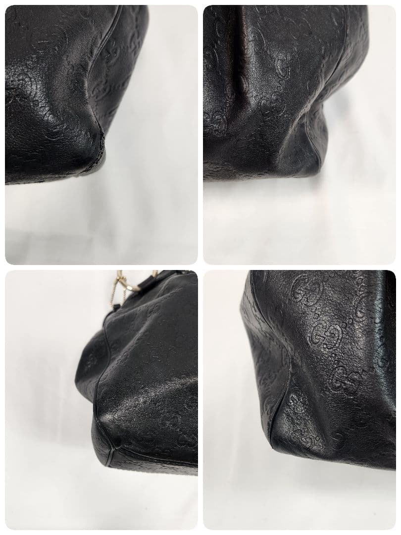 GUCCI トートバッグ 肩掛け スーキー GG柄 シマレザー A4可 ブラック