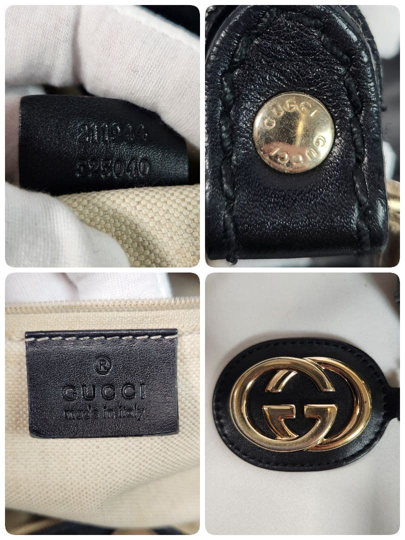 GUCCI トートバッグ 肩掛け スーキー GG柄 シマレザー A4可 ブラック