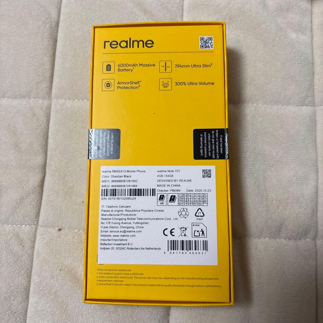 スマートフォン本体 realme Note 70T 4GB/64GB