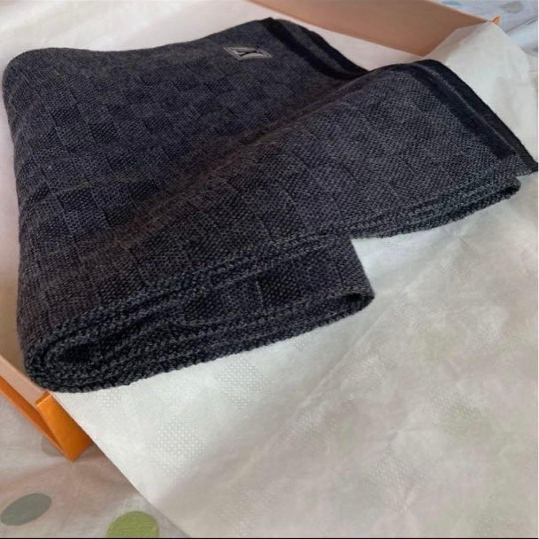 Louis Vuittonダミエマフラー ブラック系【新品同様】箱なし