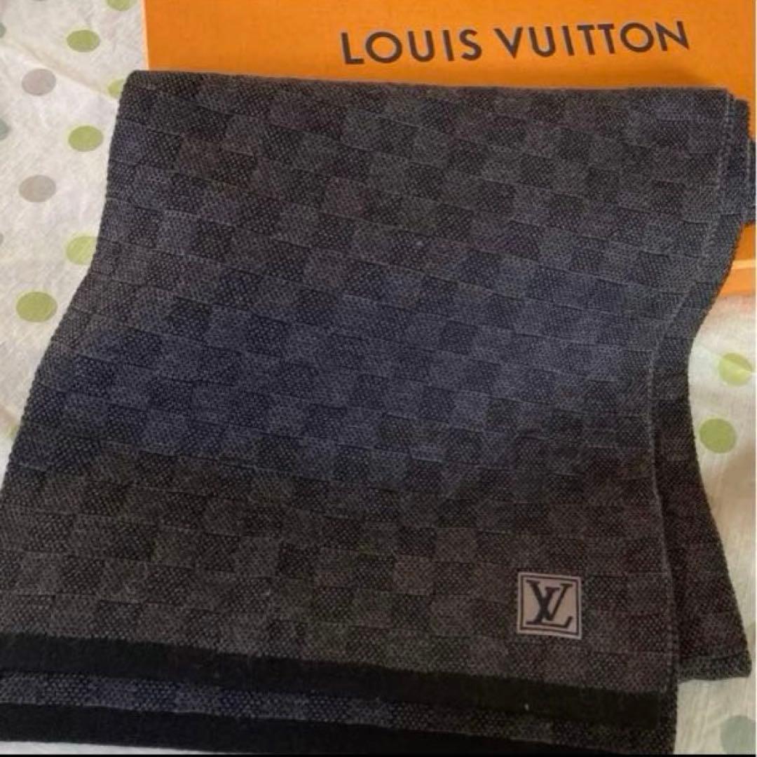 Louis Vuittonダミエマフラー ブラック系【新品同様】箱なし