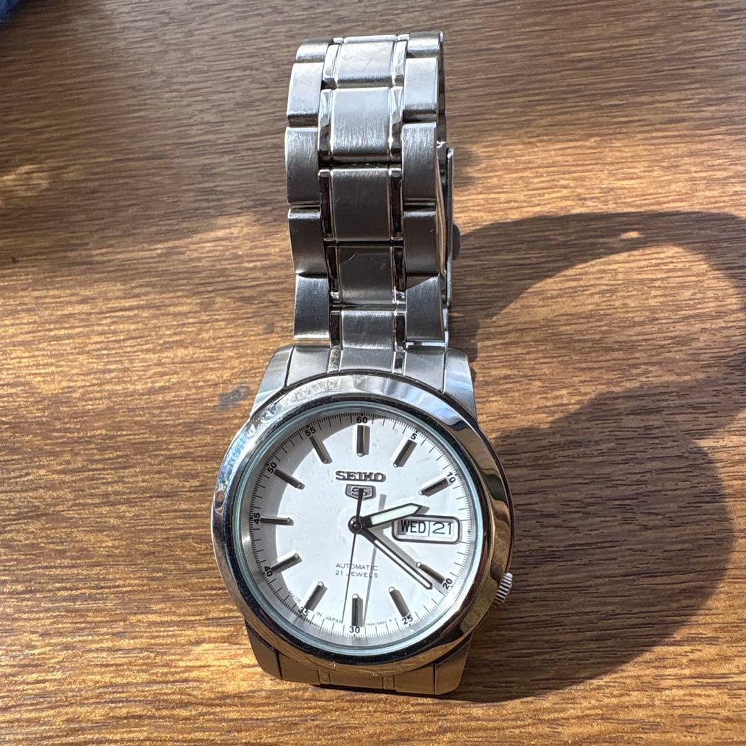 SEIKO 5 自動巻き時計 ホワイトダイヤル