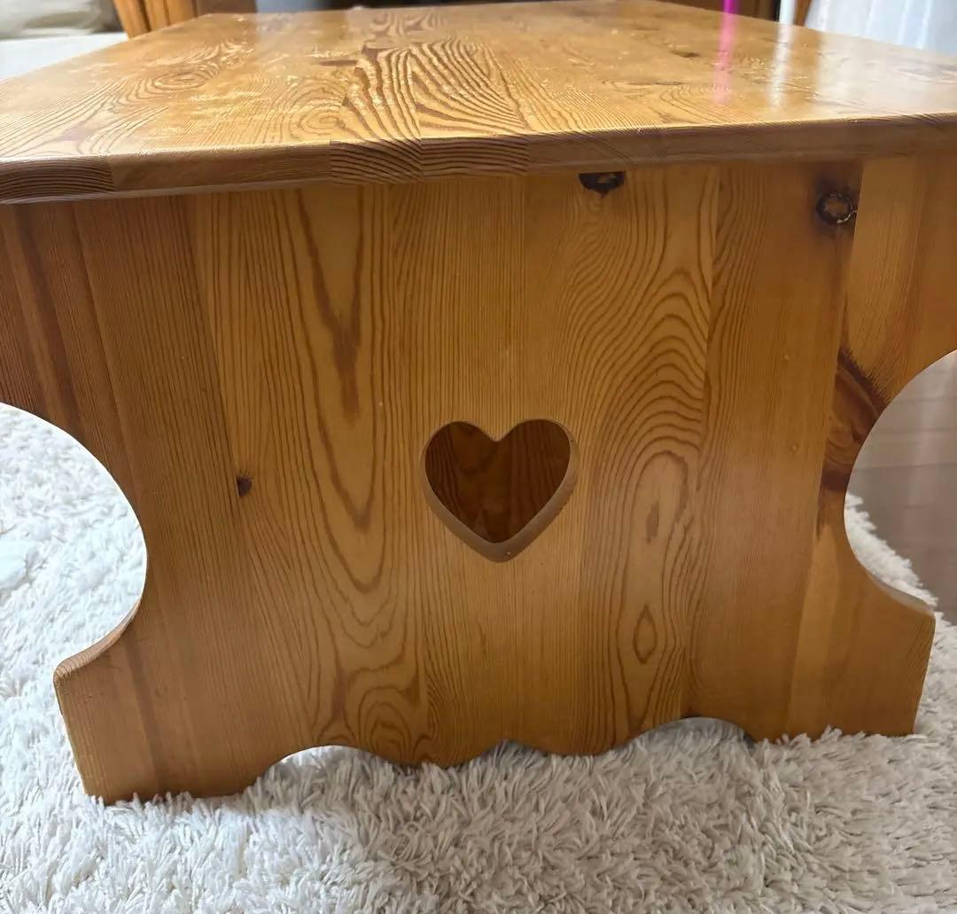 カントリー ハート型のくり抜きローテーブル　コーヒーテーブル