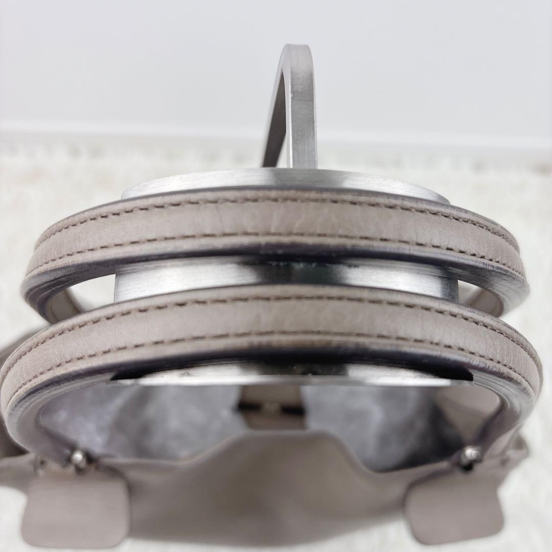 美品✨HIROFU ヒロフ レザー肩掛けバッグ グレーベージュ 保存袋付