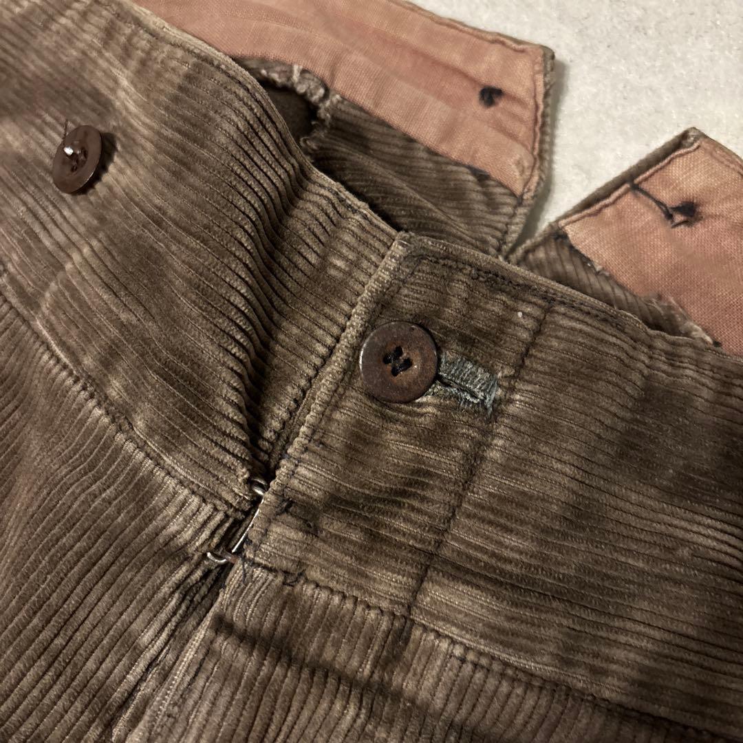 30s 40s vintage フレンチコーデュロイパンツ 太畝 針シンチバック