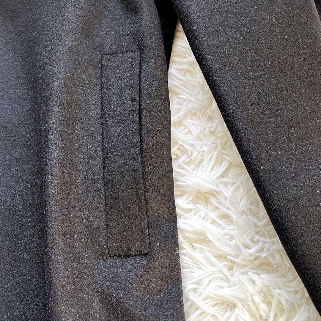 新品未使用カシミヤ100%ファーブルーフォックスブラックロングコート11号