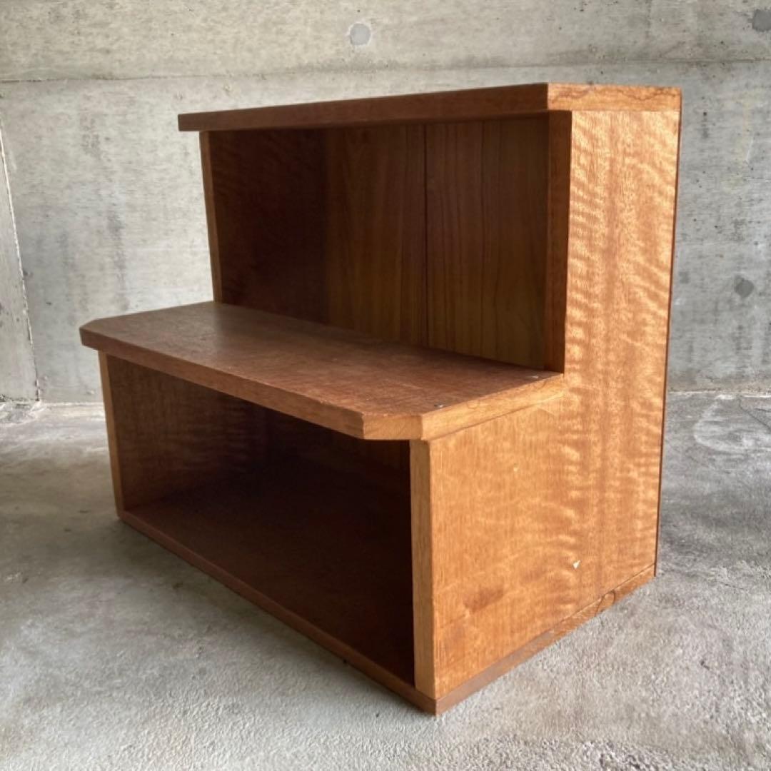 木製 ラック キャビネット 飾り棚 置物台 花台 踏み台 2段 シャビー レトロ