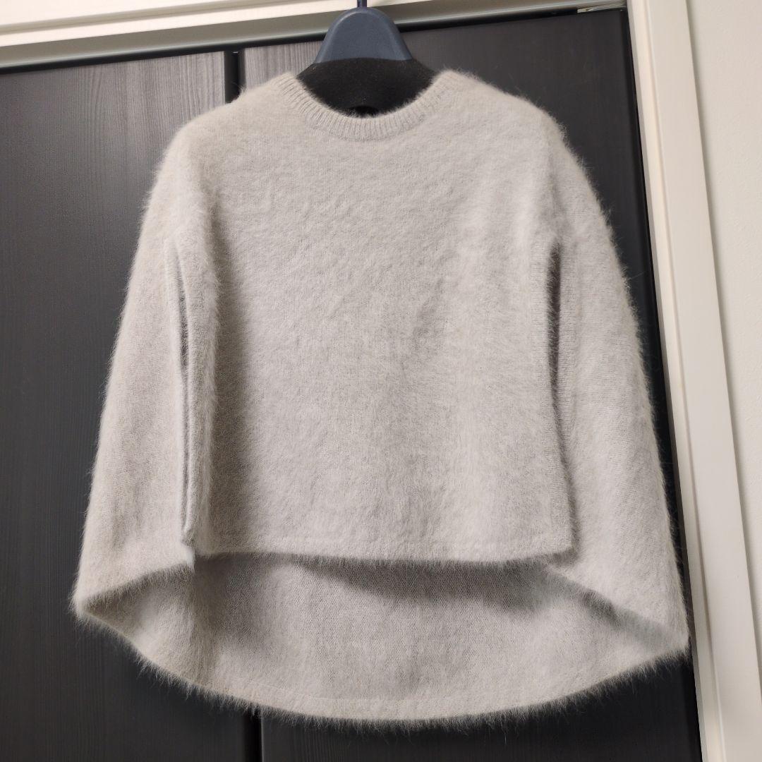 タグ付き BEARDSLEY ビアズリー ファーニットポンチョ ライトグレー