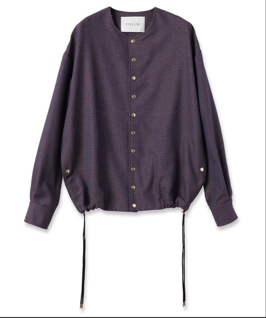 ジャケット・アウター Tweed Dot Button Collarless Jacket