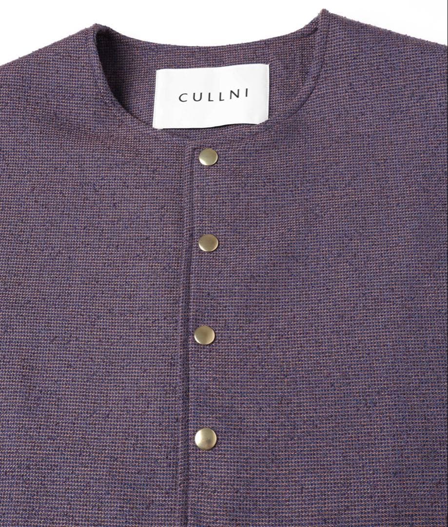 ジャケット・アウター Tweed Dot Button Collarless Jacket