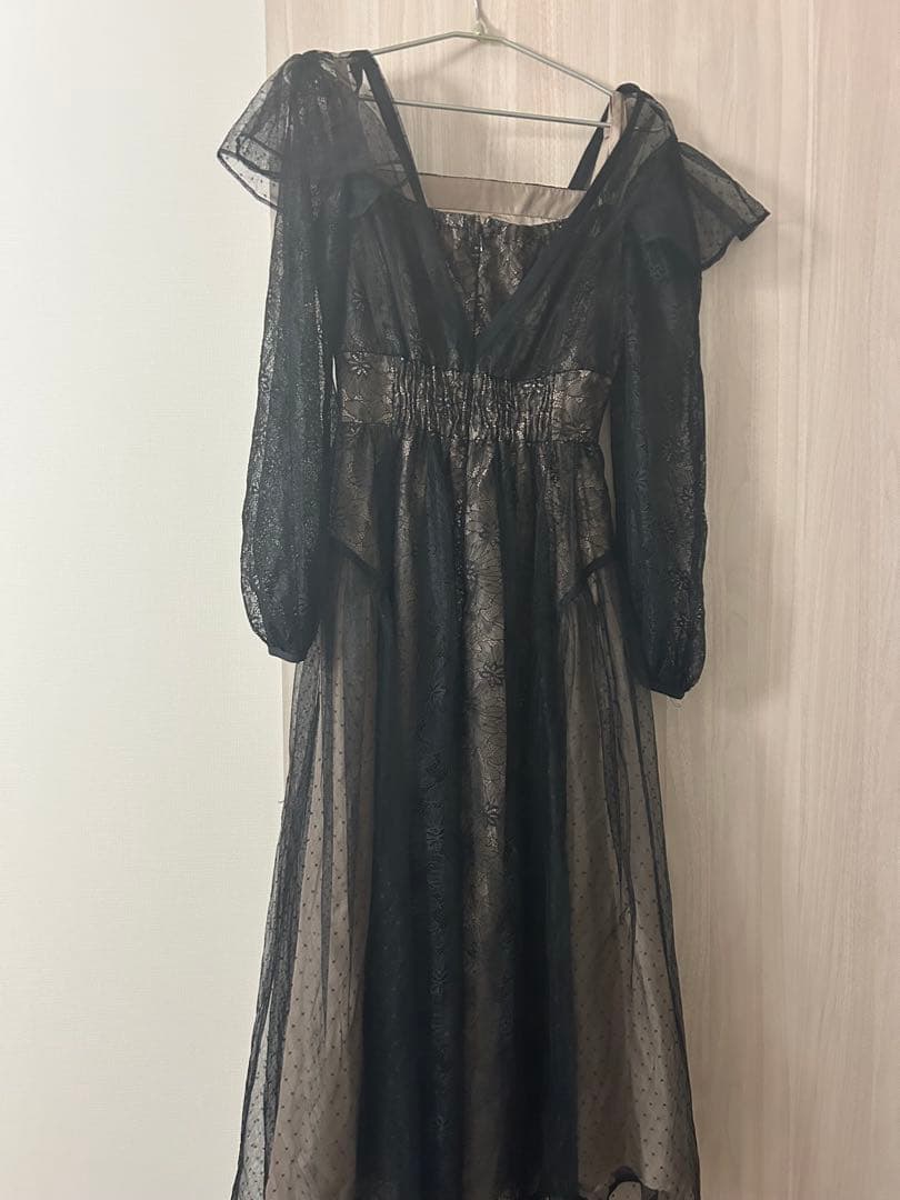 dazzlin/MIXレースドレス/ロングワンピース　ブラック　ドレスワンピース