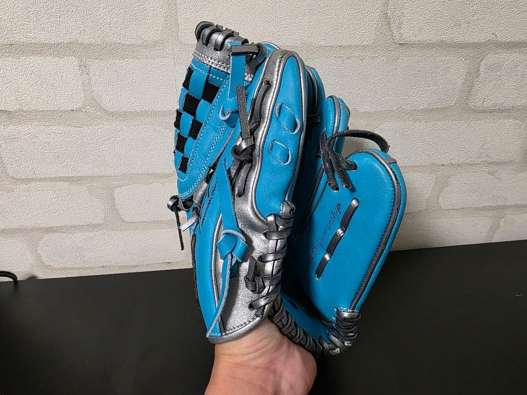 Hi-Gold 軟式硬式グラブ 水色 シルバー 真極