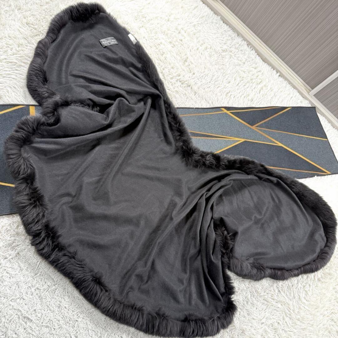 フォックスファー ピュアカシミヤ100 ポンチョ コート XL相当 AA063