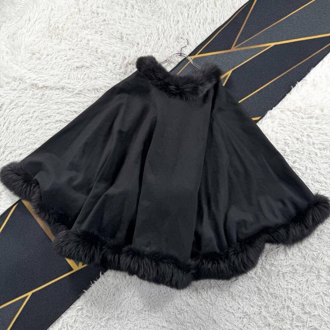 フォックスファー ピュアカシミヤ100 ポンチョ コート XL相当 AA063