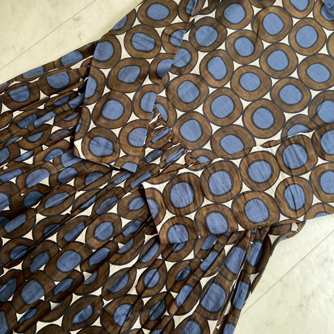 'S MaxMara ピュアコットンボイルドレス サークル柄 ロング丈 40