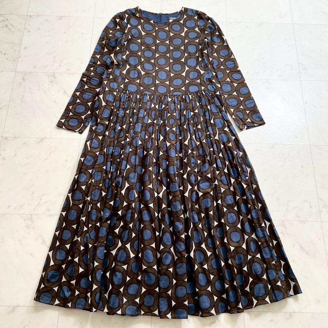 'S MaxMara ピュアコットンボイルドレス サークル柄 ロング丈 40